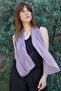 100% Silk Hand Painting Scarf - Tasseled - Lilac - 3