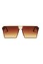Rectangular Flat Mirror Sunglasses Brown - Gold - 3