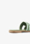 Green Genuine Leather H-Strap Flat Women's Slippers - 5
