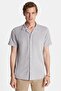 Men's Slim Fit Summer Knitted Textured Short Sleeve Apaş Collar Gray Shirt - 4