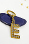 Gold Colored Shiny Stone Letter E Keychain, Gift Letter Keychain - 4