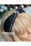Luxury Design Metal Stone Buckle Polka Dot Satin Tulle Women Knot Crown Black White Piping Wide Crown