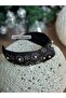Luxury Metallic Staple Stone Pearl Processing Motif Denim Fabric Thick Knot Women's Crown Black Wide Crown - 3