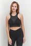 Women Non Padded Sleeveless Moto Sports Bra, Black