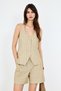 Linen Blend Halter Neck Backless Vest - 3