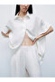 Women's Shirt Collar Button Closure Short Sleeve Ecru Shirt N25Yn25194-Ekru - 4