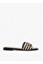 Women's Textured Slip-On Flat Sandals with Metal Accent - 3