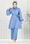 Stone Detailed Hijab Suit 8250Svl982-M Light Indigo