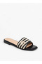 Women's Textured Slip-On Flat Sandals with Metal Accent - 2