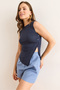 Women's Navy Blue Asymmetric Button Detailed Modal Content Blouse Blz-19003018 - 3