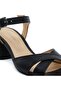 59241 Black Genuine Leather Women's Sandals - 4