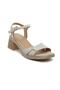 59244 Beige Genuine Leather Heeled Women's Sandals - 4