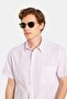Men's Regular Fit Classic Cut Oversized 100% Cotton Short Sleeve Linen Texture Single Pocket Striped Shirt - 2