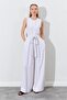 Women's Natural Sleeveless Girdle Tie Double Leg Jumpsuit - 2
