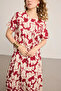 Tie-Up Patterned Linen Blouse - Claret Red - 6