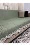 Lace-trimmed, Striped, Sponge-backed, Velvet Non-Slip Sofa Bed Cover 170 x 210