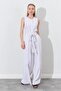 Women's Natural Sleeveless Girdle Tie Double Leg Jumpsuit - 3