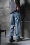 Washed Blue Baggy Pants - 3