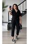 Black Muslin Belted Jumpsuit - 3