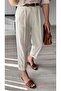 White Belted Linen Carrot Trousers - 4