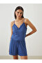 Blue V-Neck Women's Shorts Pajamas Set - 3