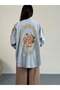 Embroidered Detail Oversized Denim Jacket 8823 - Light Blue - 6