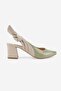 Women's Green Patent Leather Genuine Leather 34-35-41 Number Heel Back Open Shoes - 5