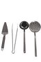4 Piece Stainless Chrome Kitchen Serving Set (Colander, Ladle, Spatula, Tongs) - 3