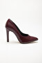 Women's Stiletto Thin Heeled Closed Burgundy Patent Leather Shoes - 3