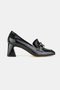 Women's Black Patent Leather Genuine Leather 35-41 Number Medium Heel Buckle Shoes - 4