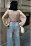 8033 Front Lace-Up Long-Sleeved Linen Look Blouse - 3