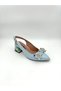 Women's Heeled (Studded) Shoes Genuine Baby Blue Leather - 3