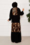 Safari Pattern Viscose Hijab Dress Black - 4