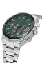 Metal Case Men Wrist Watch Silver Dark Green Color Pl-0990E4X