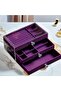 Purple Transparent Jewelry Box with 3 Drawers and Compartments - 6