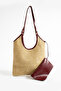 Silvia Model Claret Red Women's Hand and Shoulder Bag with Straw Wallet - 3