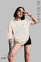 Women's Crew Neck Sea Creatures Printed Cotton Oversize Short Sleeve T-Shirt - 2
