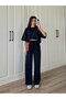 Navy Blue Modal Oversize Crew Neck Short Sleeve Tracksuit Set - 7006 - 8