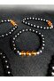 Natural Looking Black Hematite & Amber Beaded Handmade Bracelet - Unisex - 2