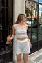 Women's Striped Tank Top Shorts Bottom Top Set - 3