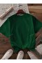 Unisex Nefti Green Cat Eating Pasta Printed Oversize T-Shirt - 2