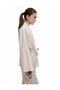 Cotton Pocket Tie Waist Long Sleeve Scalloped Embroidered Double Breasted Kimono
