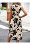 Women's Zero Sleeve Double Breasted Collar Front Cross Cut Pattern Dress - 4