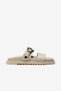 Softra Beige Skin Thick Banded Single Buckle Detail Women's Slipper