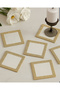 Gold Frame 6-Piece Linen Linen Coffee Side Cocktail Presentation Party Napkin Embroidered Presentation Holder - 2