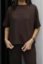 Brown Women's Modal Fabric Short Sleeve Tracksuit Set - 7