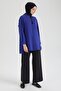 Snap and Buttoned Shirt Collar Tunic-Morcivert 25Yt406 - 2