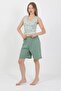 Women's Thick Strap Cotton Combed Shorts Crop Suit Watergreen 3636