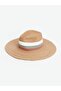 Lcw Accessories Women's Straw Fedora Hat with Beige Stripe Detail - 4