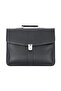 Pescara 42 cm Black Classic Leather Look Briefcase with Strap, Compartment - 2